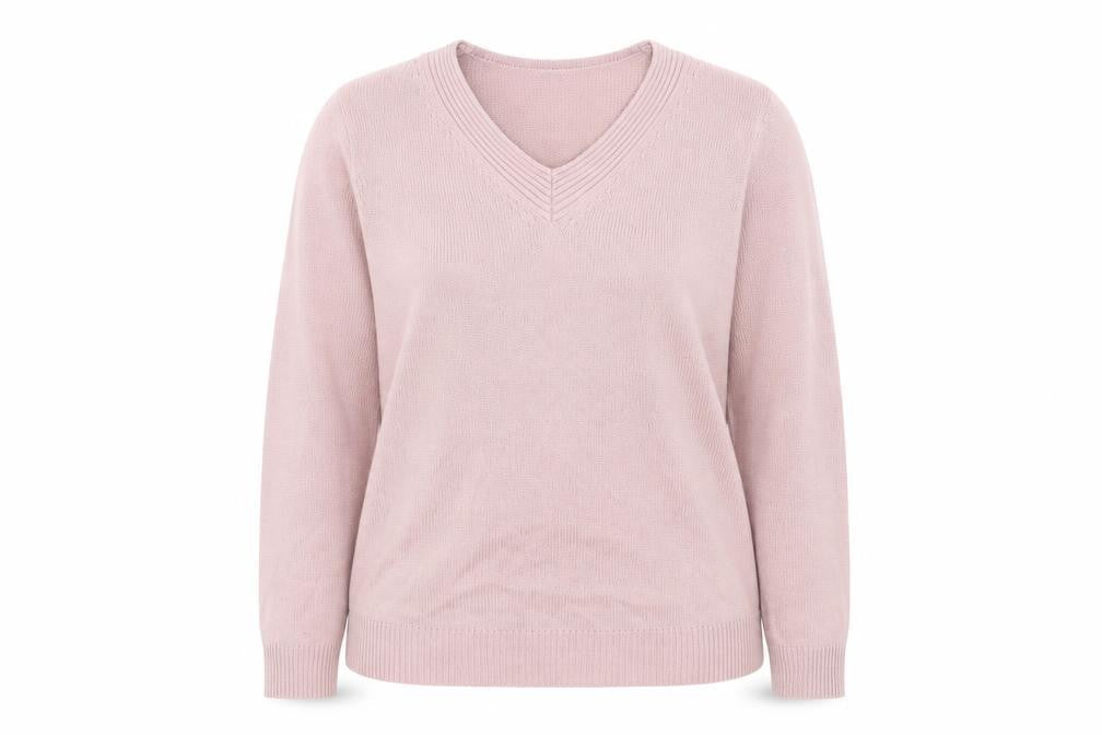 Damart Womens Pink V-Neck Acrylic Pullover Jumper Size 14