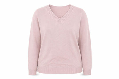 Damart Womens Pink V-Neck Acrylic Pullover Jumper Size 14