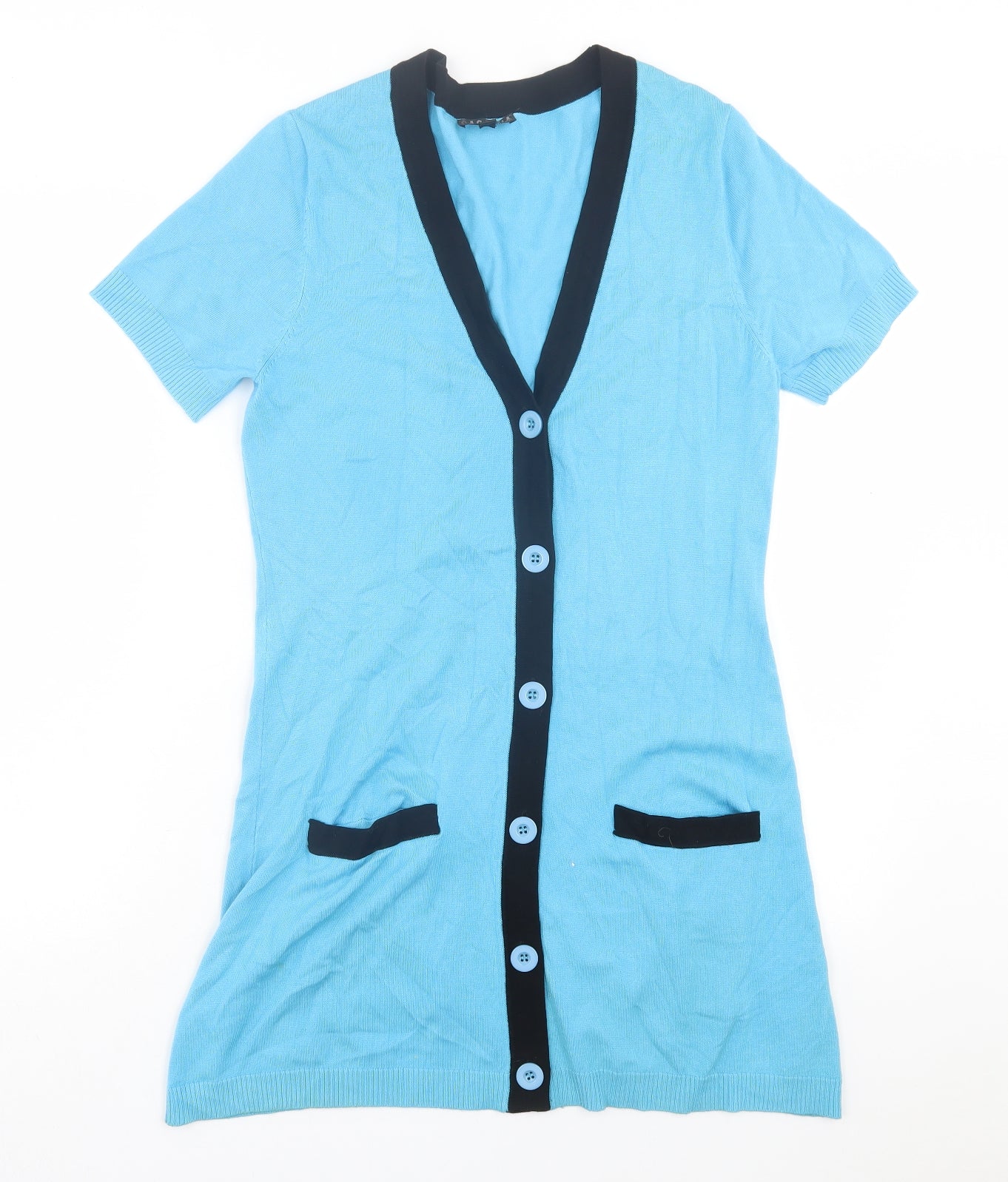 Casamia Womens Blue V-Neck Viscose Cardigan Jumper Size S