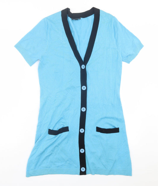 Casamia Womens Blue V-Neck Viscose Cardigan Jumper Size S
