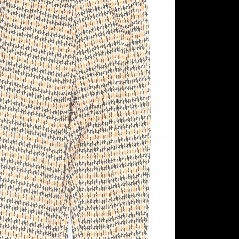 Preworn Womens Orange Houndstooth Polyester Trousers Size S L25 in Regular