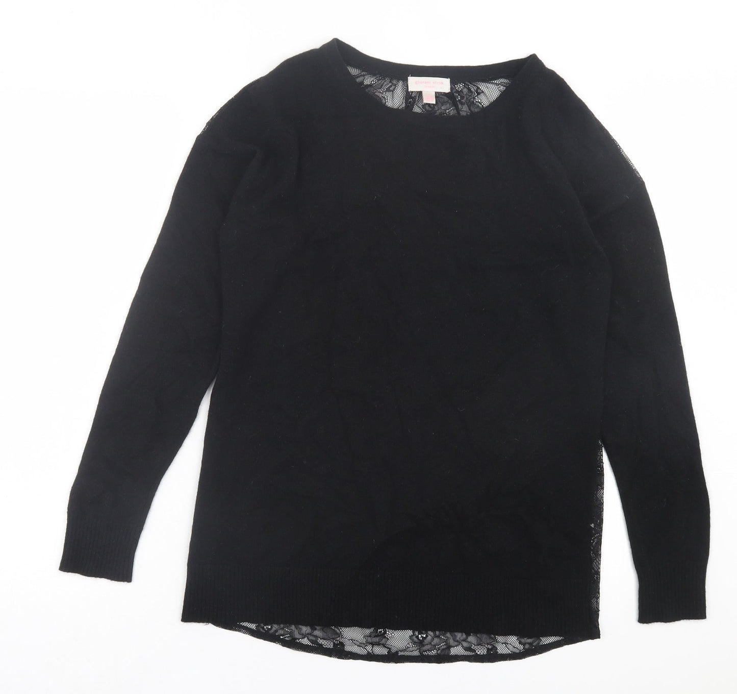 Gharani Strok Womens Black Crew Neck Polyester Pullover Jumper Size 14