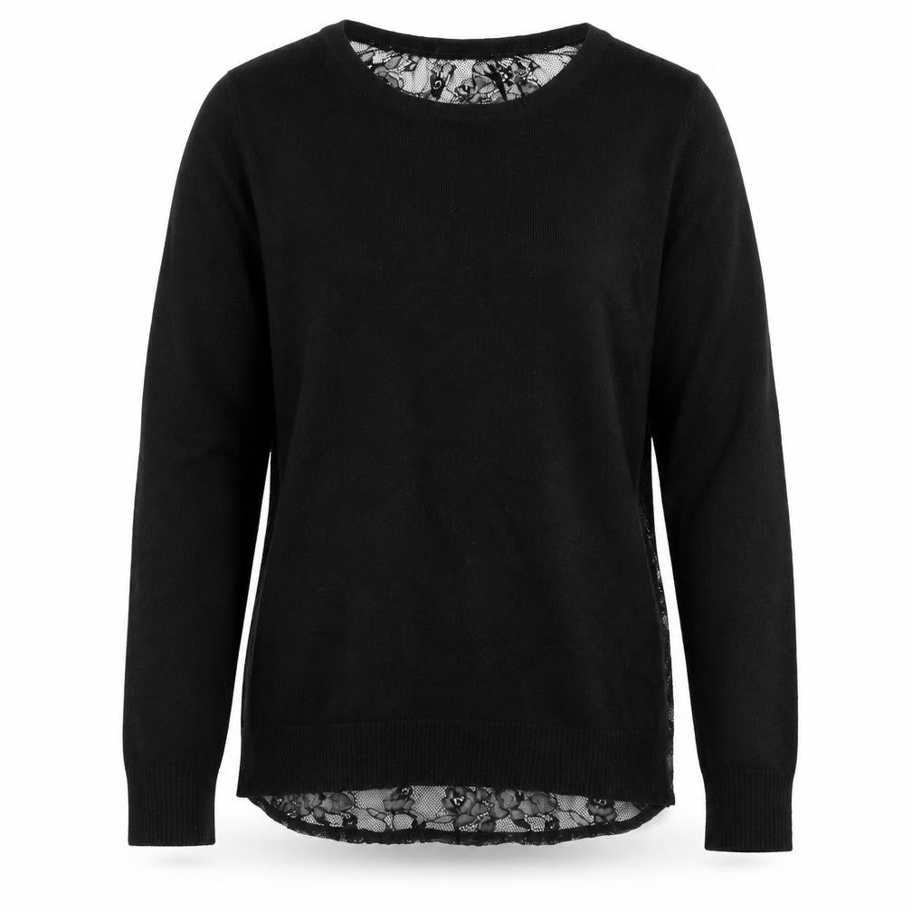 Gharani Strok Womens Black Crew Neck Polyester Pullover Jumper Size 14