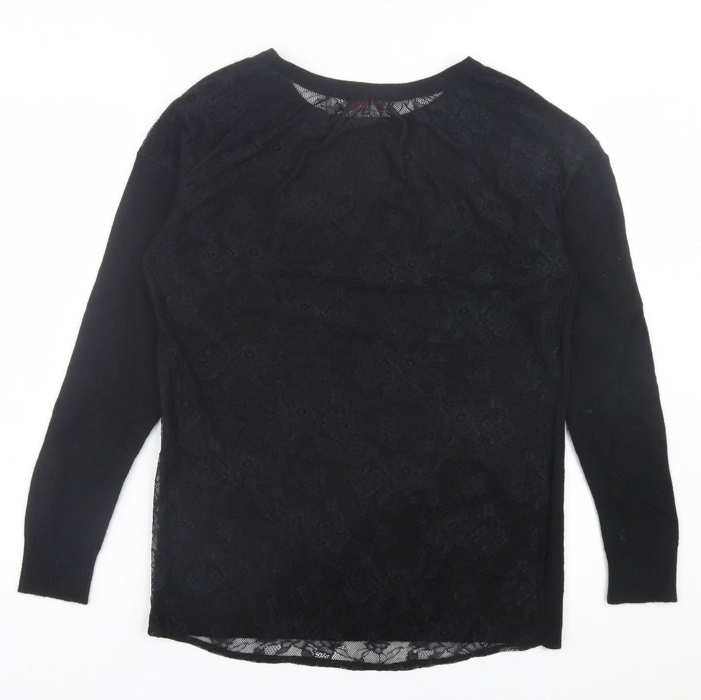 Gharani Strok Womens Black Crew Neck Polyester Pullover Jumper Size 14