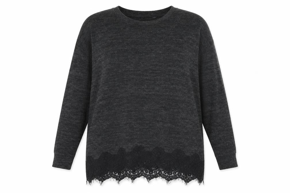 F&F Womens Grey Crew Neck Polyester Pullover Jumper Size 14