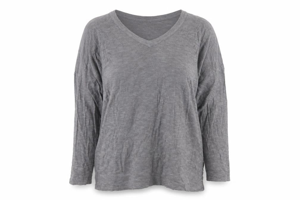 Cashel Womens Grey V-Neck Cotton Pullover Jumper Size L