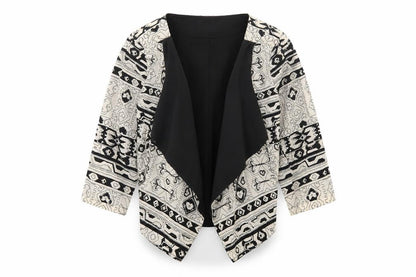 Yumi Womens Beige Geometric Jacket Size M