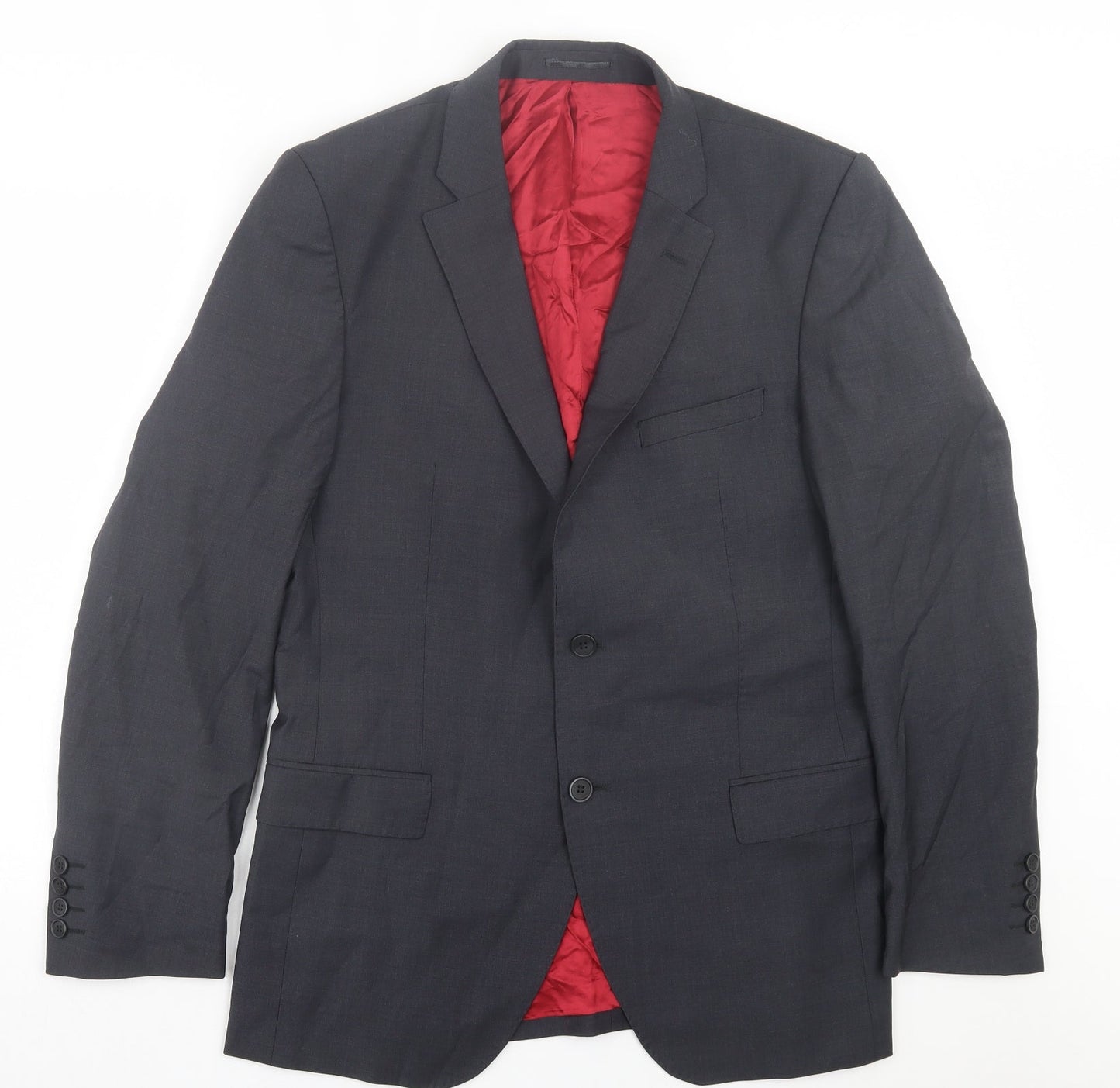 Santinelli Mens Grey Polyester Jacket Suit Jacket Size 34