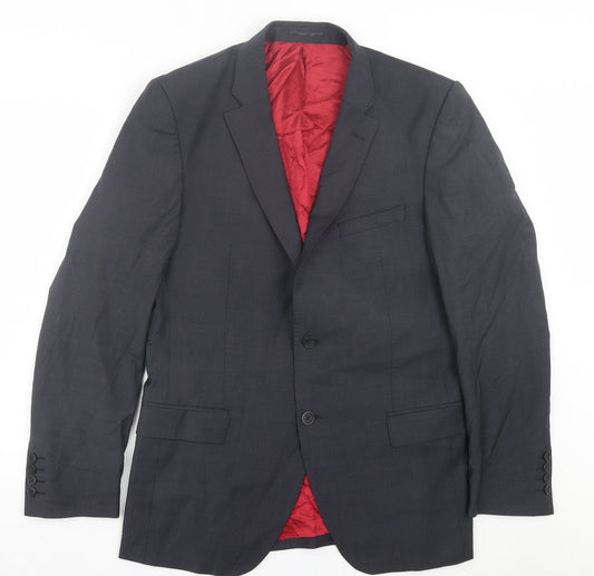 Santinelli Mens Grey Polyester Jacket Suit Jacket Size 34