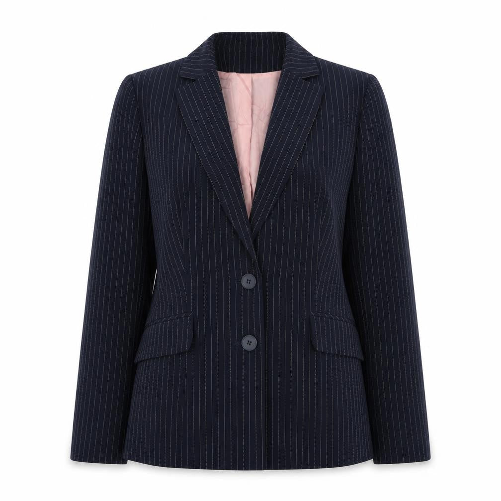 Select Womens Blue Striped Jacket Size 12