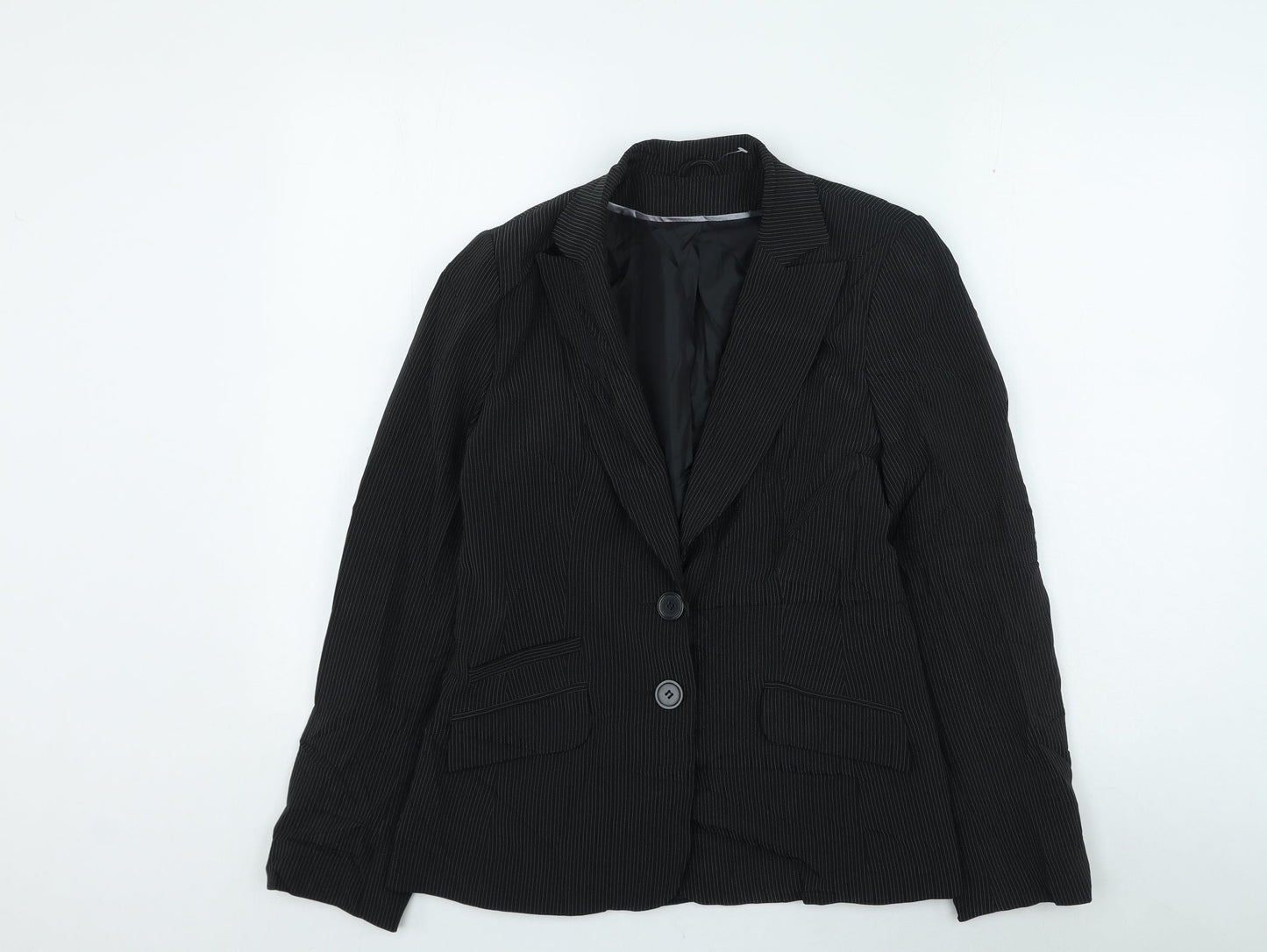 Bay Womens Black Striped Jacket Size 12