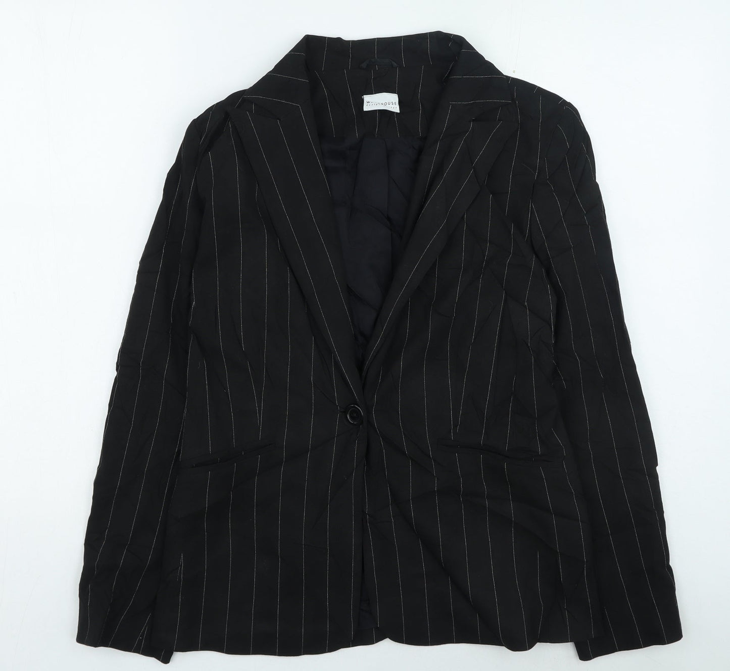 Warehouse Womens Black Striped Jacket Size 10