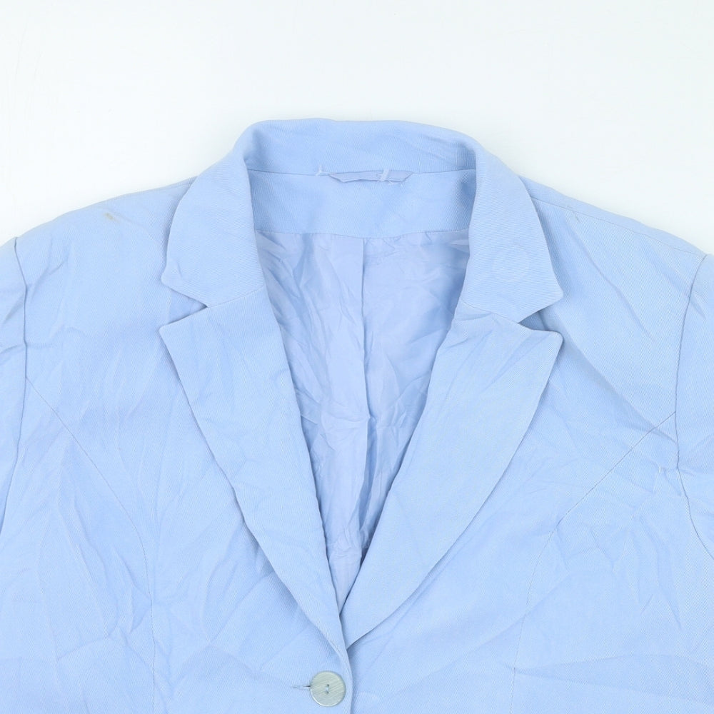 Richards Womens Blue Collared Polyester Cardigan Jumper Size 16