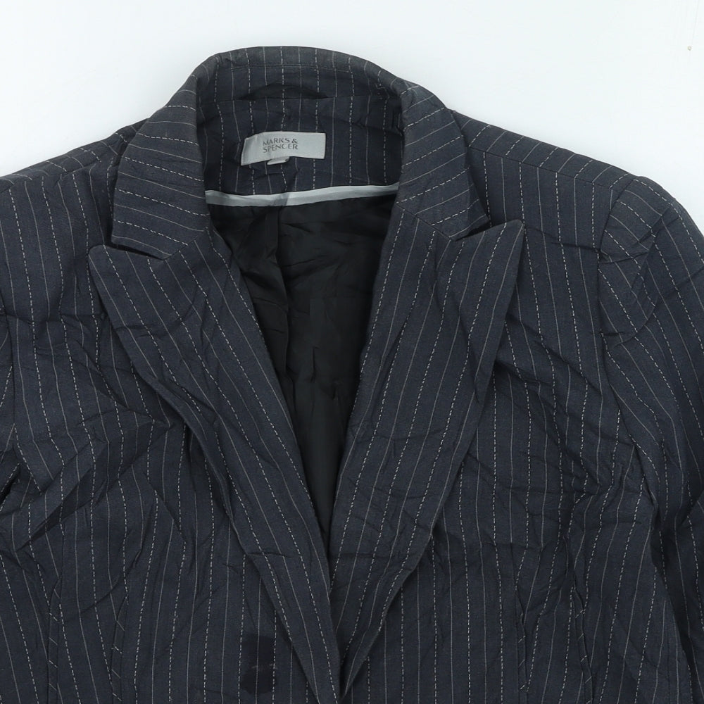 Marks and Spencer Womens Grey Striped Jacket Size 14