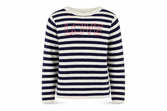 H&M Girls Ivory Crew Neck Striped Acrylic Pullover Jumper Size 10-11 Years Pullover - Love