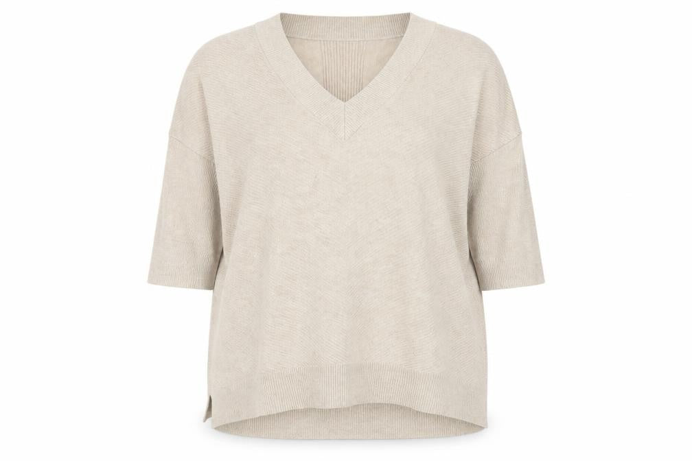 River Island Womens Beige V-Neck Polyester Pullover Jumper Size 14