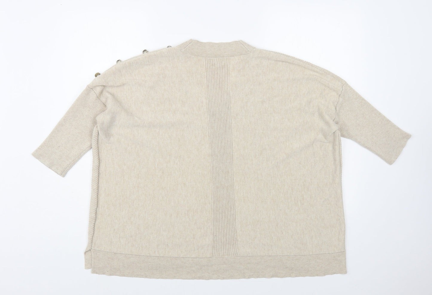 River Island Womens Beige V-Neck Polyester Pullover Jumper Size 14