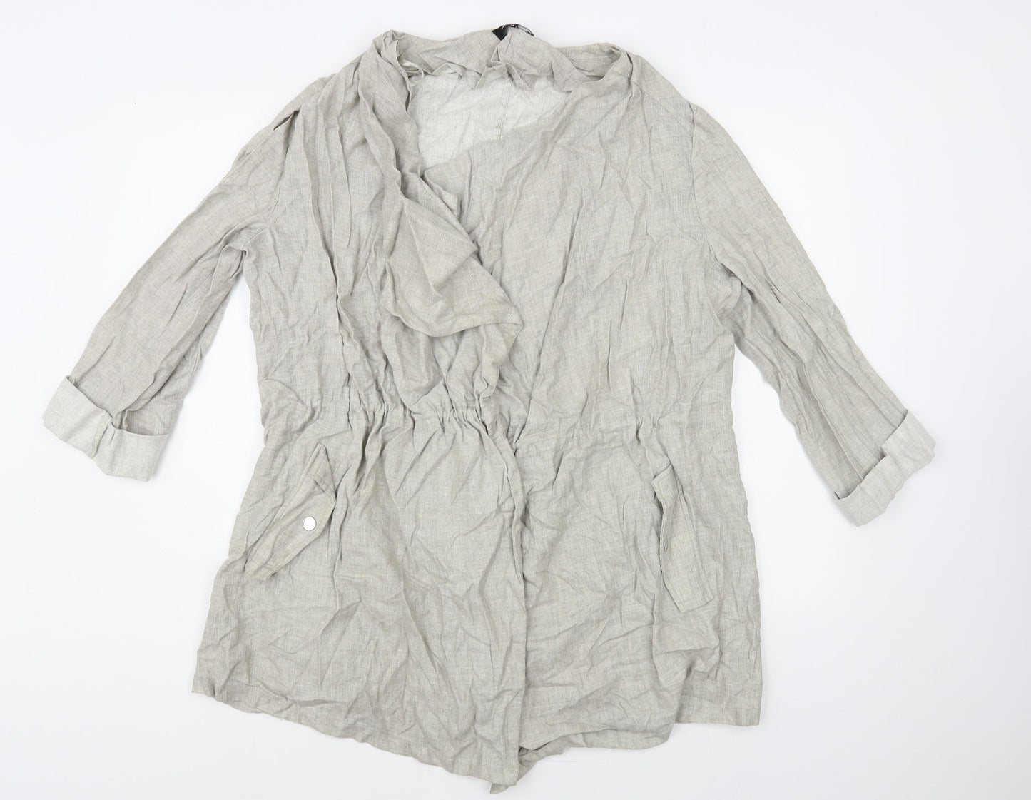 New Look Womens Grey Jacket Blazer Size 14 Drawstring