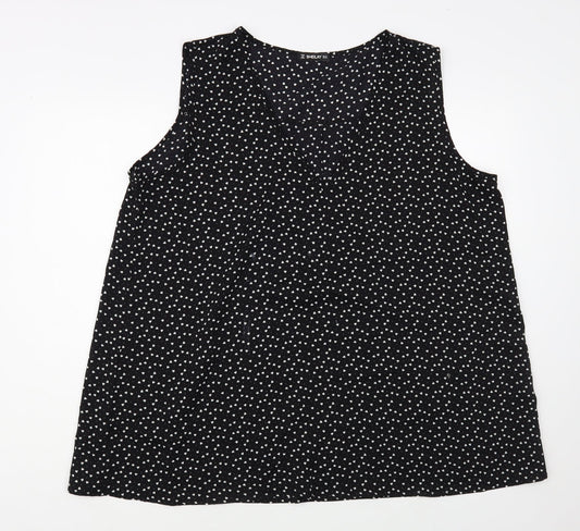Sheilay Womens Black Geometric Polyester Basic Blouse Size 3XL V-Neck - Heart pattern