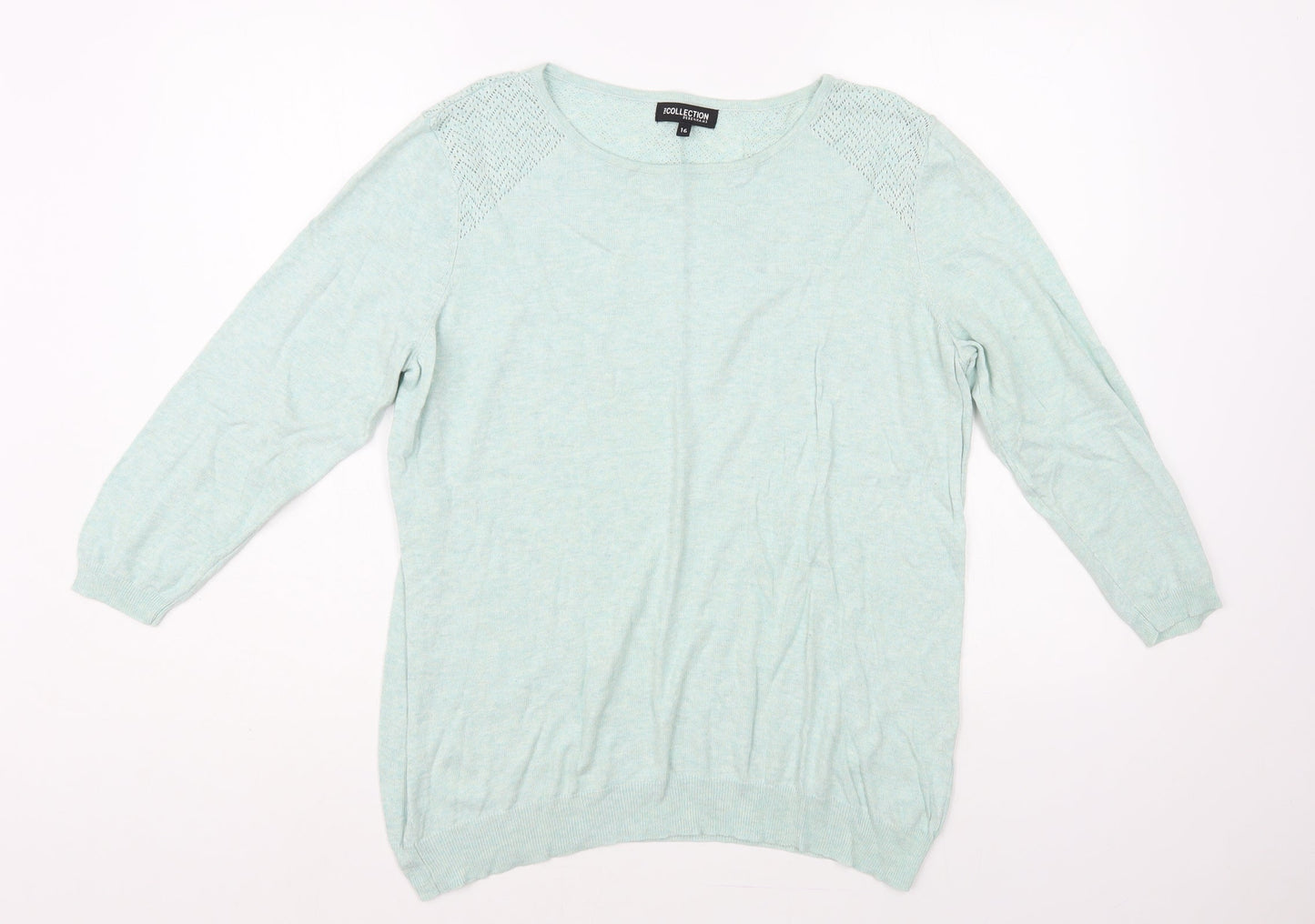 Debenhams Womens Green Boat Neck Cotton Pullover Jumper Size 16