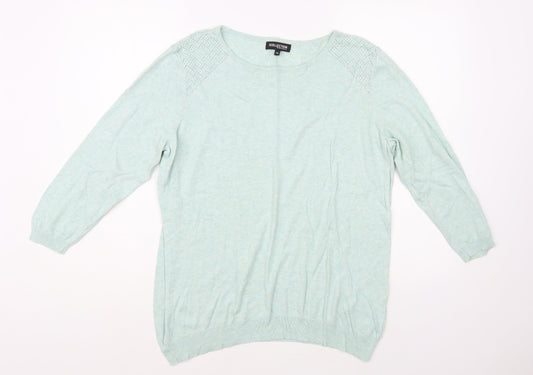 Debenhams Womens Green Boat Neck Cotton Pullover Jumper Size 16