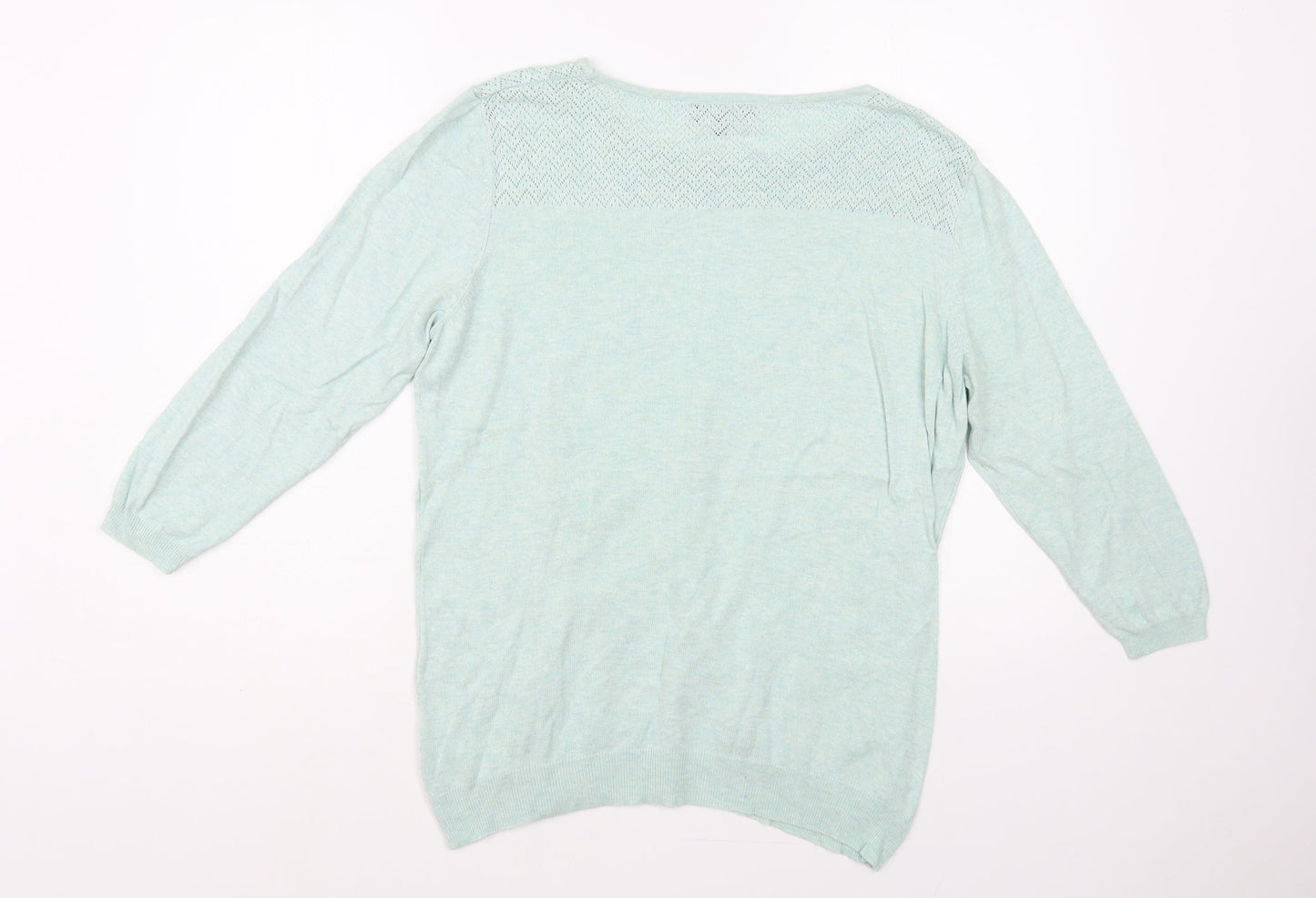 Debenhams Womens Green Boat Neck Cotton Pullover Jumper Size 16