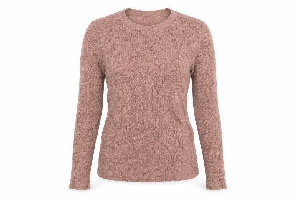 Yas Womens Pink Crew Neck Acrylic Pullover Jumper Size S