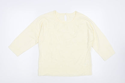 Preloved BHS Womens Ivory Crew Neck Acrylic Pullover Jumper Size 14 - Front