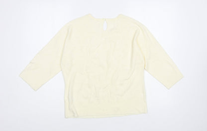 Preloved BHS Womens Ivory Crew Neck Acrylic Pullover Jumper Size 14 - Back