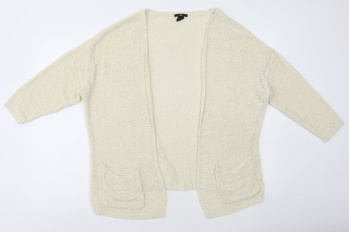 H&M Womens Ivory Acrylic Cardigan Jumper Size XS