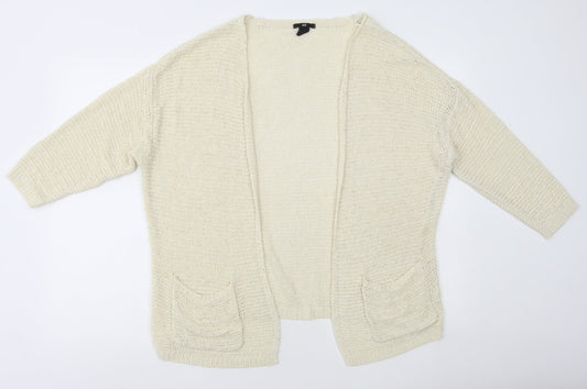H&M Womens Ivory Acrylic Cardigan Jumper Size XS