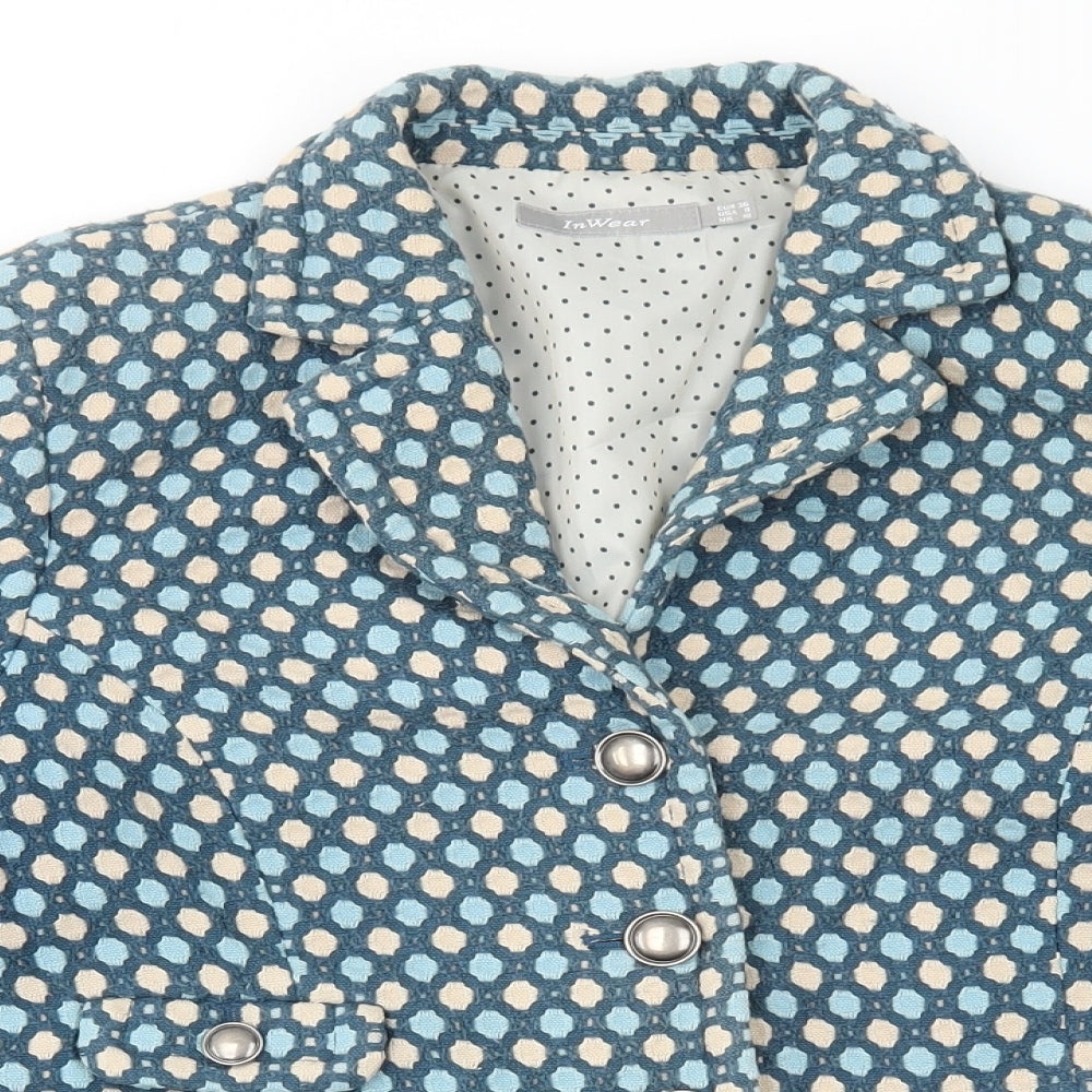 Inwear Womens Blue Polka Dot Jacket Blazer Size 10