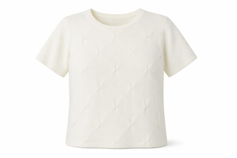 Bonmarché Womens Ivory Acrylic Basic T-Shirt Size S Scoop Neck