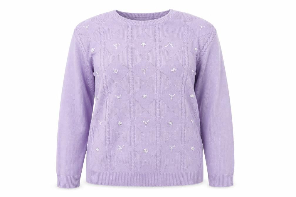 Akal Collection Womens Purple Round Neck Acrylic Pullover Jumper Size L