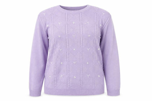 Akal Collection Womens Purple Round Neck Acrylic Pullover Jumper Size L