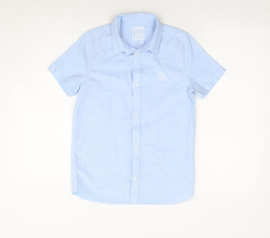 F&F Boys Blue 100% Cotton Jersey Button-Up Size 10-11 Years Collared Button