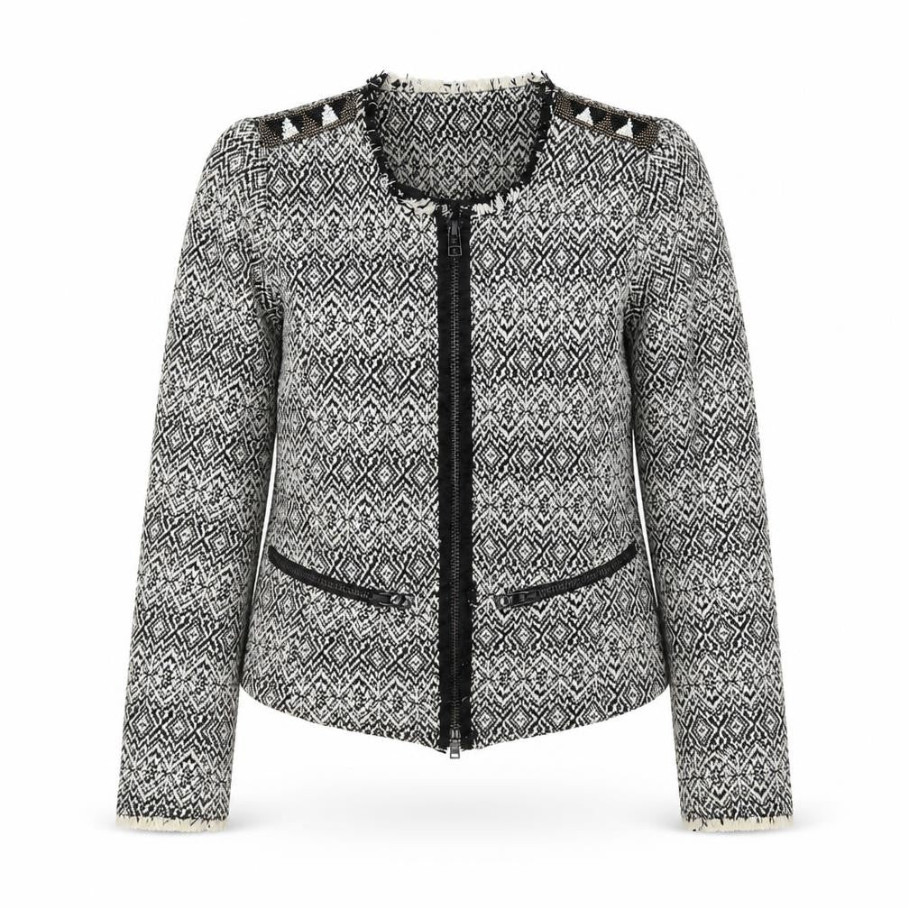 Pull & Bear Womens Black Geometric Jacket Size S Zip