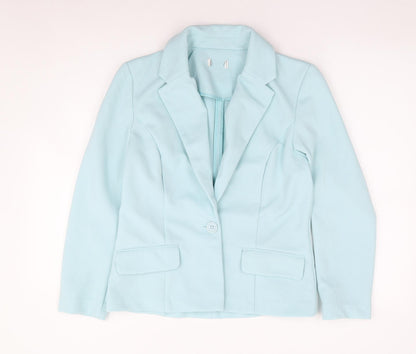 Preworn Womens Green Polyester Jacket Suit Jacket Size 10