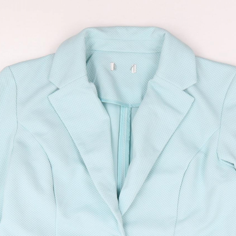 Preworn Womens Green Polyester Jacket Suit Jacket Size 10