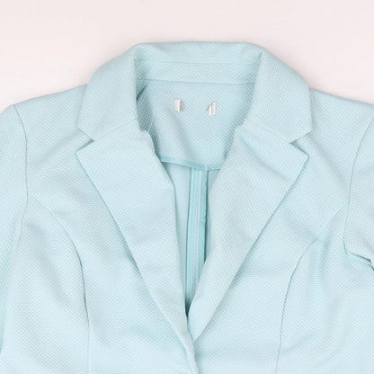 Preworn Womens Green Polyester Jacket Suit Jacket Size 10
