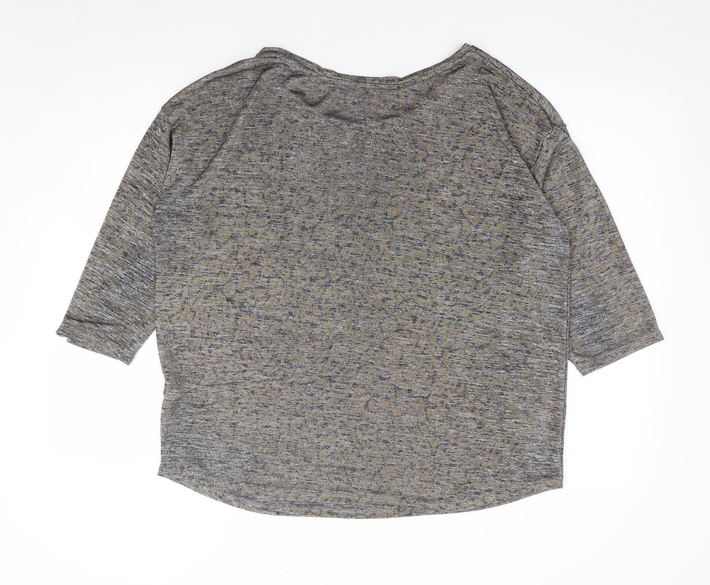 NEXT Womens Grey Animal Print Polyester Jersey Blouse Size 16 Boat Neck - Metallic