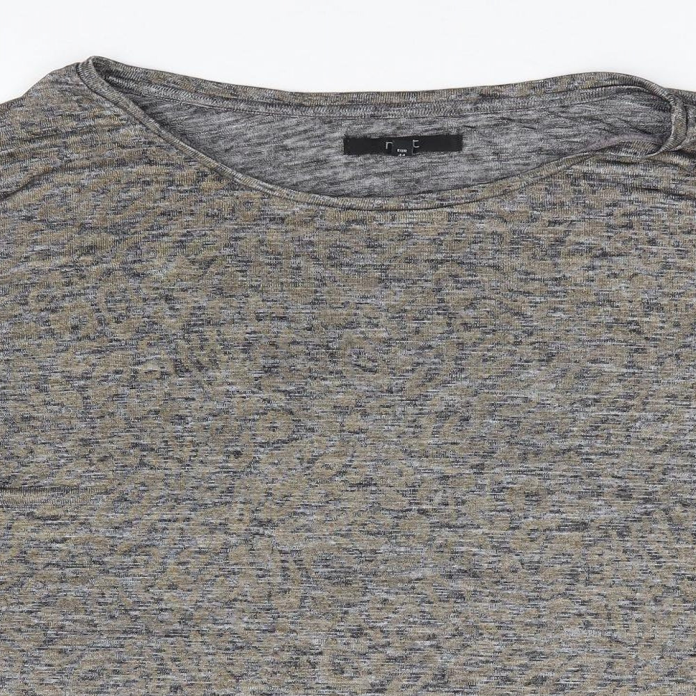 NEXT Womens Grey Animal Print Polyester Jersey Blouse Size 16 Boat Neck - Metallic