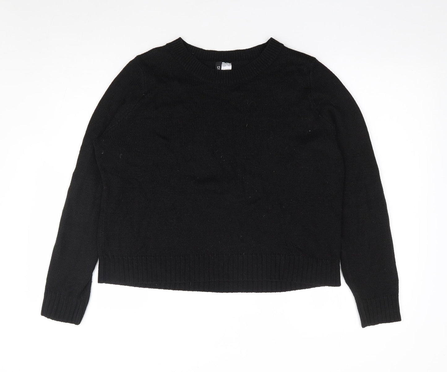 H&M Womens Black Round Neck Acrylic Pullover Jumper Size M