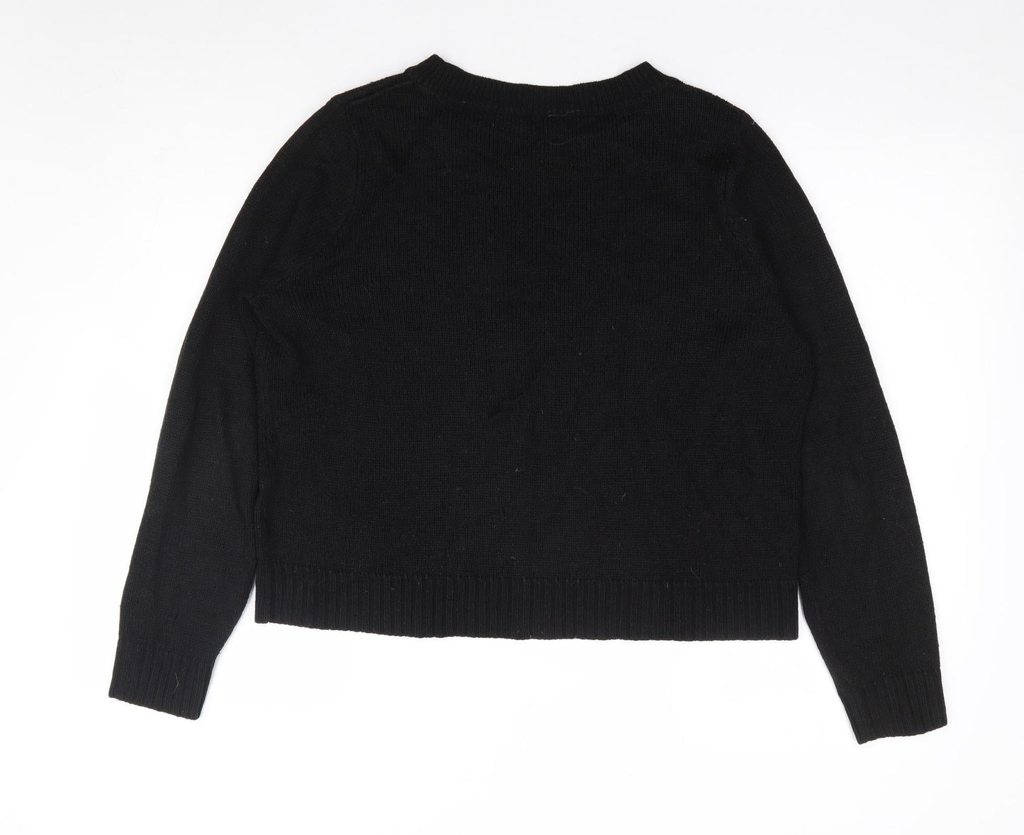 H&M Womens Black Round Neck Acrylic Pullover Jumper Size M