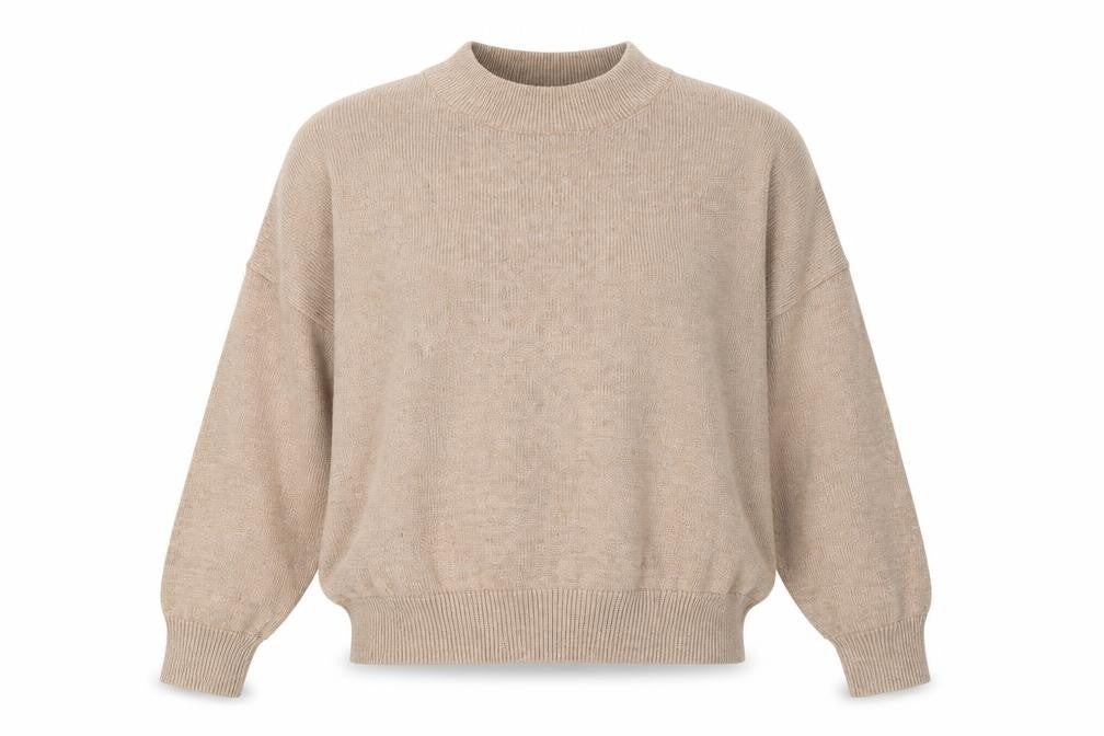 H&M Womens Beige Mock Neck Polyester Pullover Jumper Size L