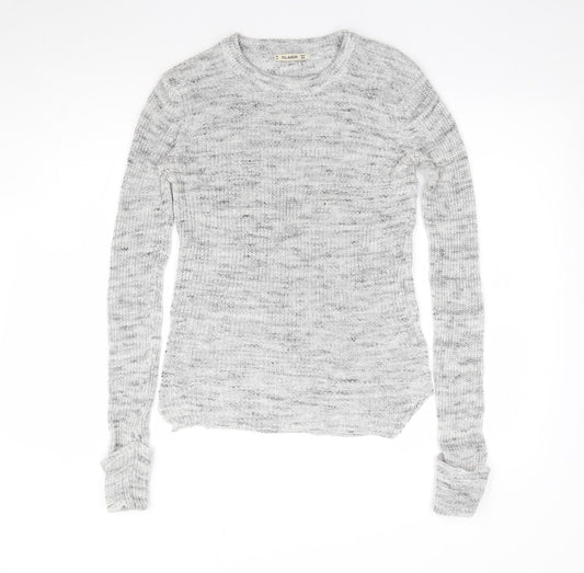 Pull & Bear Womens Grey Round Neck Polyester Pullover Jumper Size S