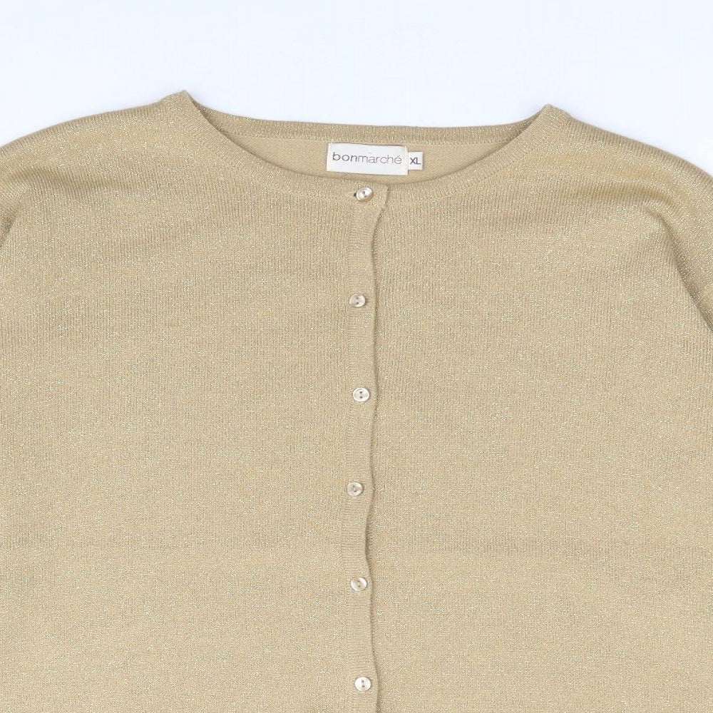 Bonmarché Womens Gold Acrylic Cardigan Jumper Size XL