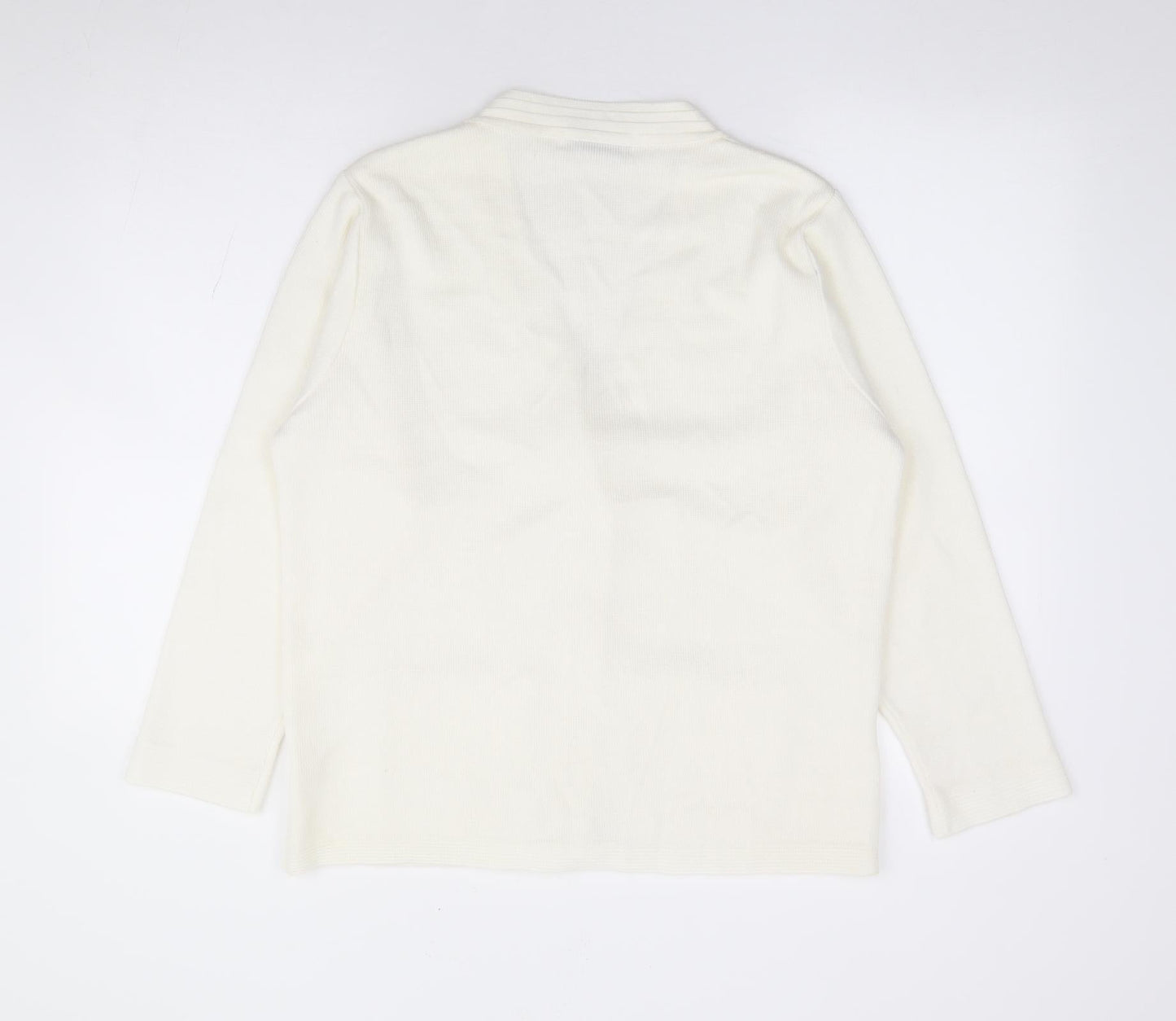 Beaumonde Paris Womens Ivory V-Neck Acrylic Cardigan Jumper Size 14