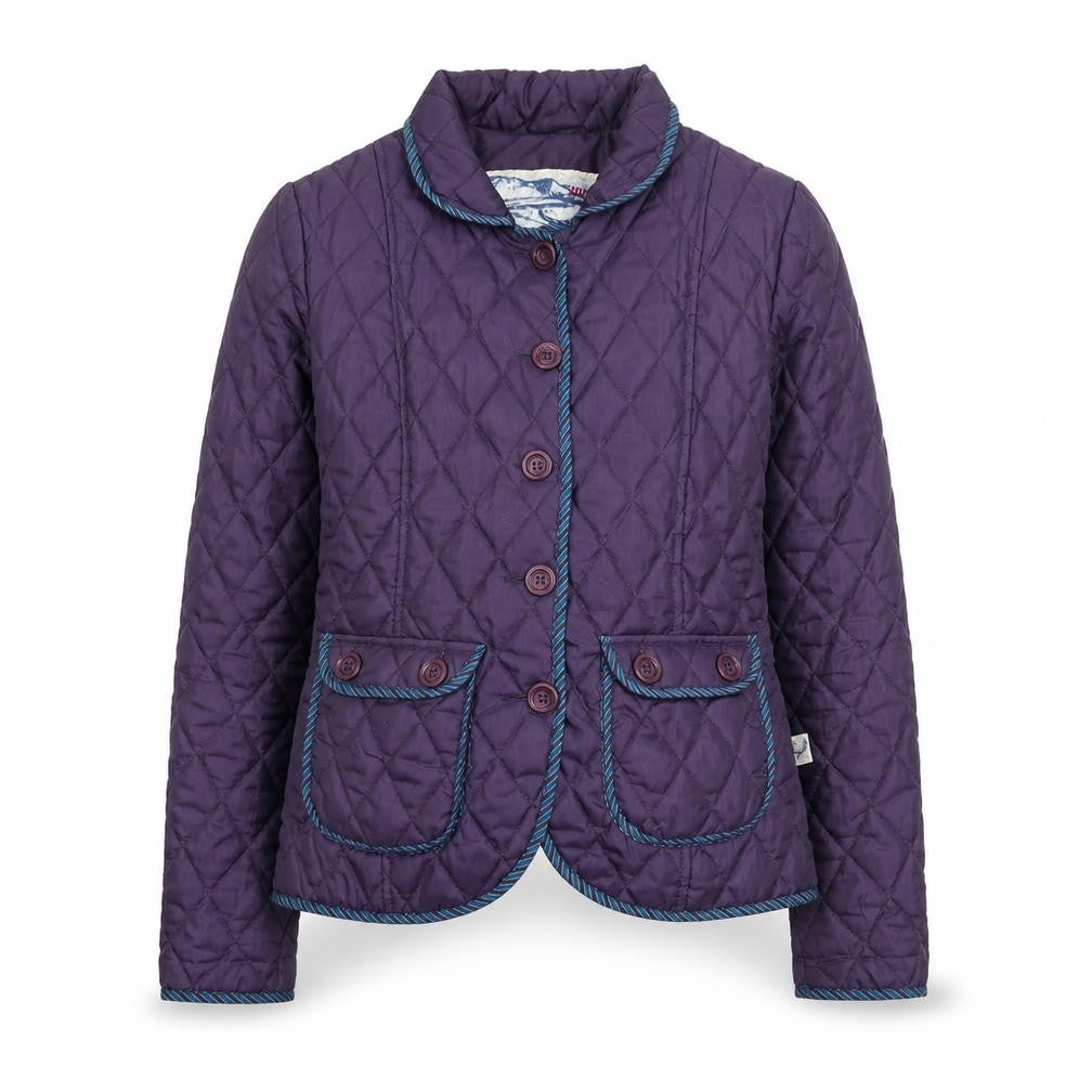 42 Hours Womens Purple Quilted Coat Size 12 Button