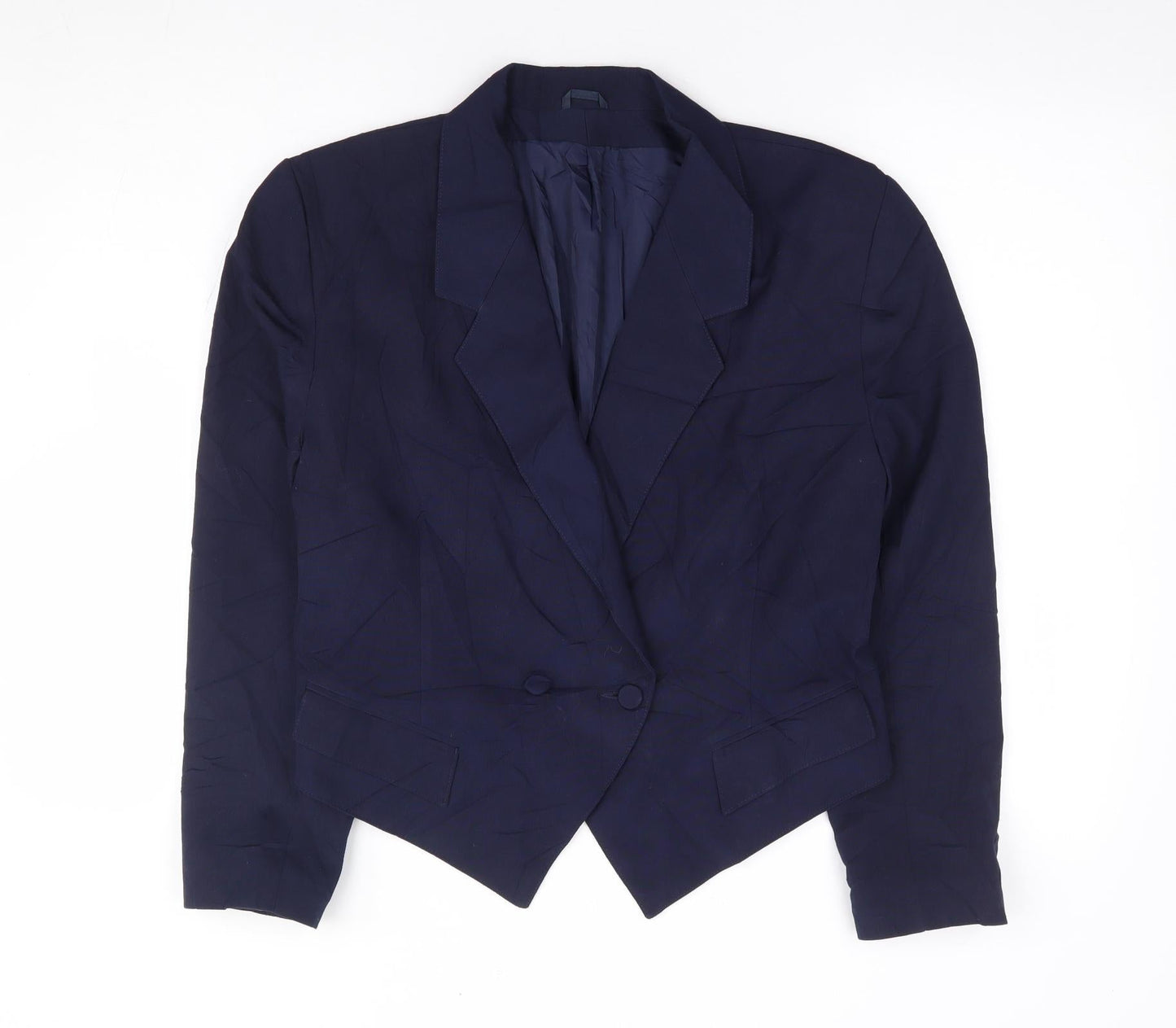 Preworn Womens Blue Polyester Jacket Suit Jacket Size 12